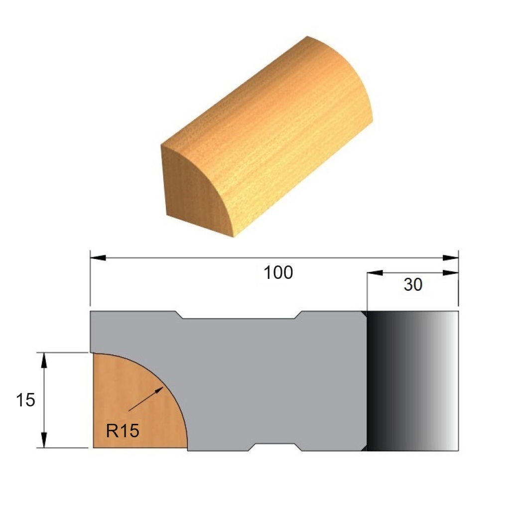 Fresa para Cordão de Janela de Aço Ø100 x 15 x 30 (Direita) - 5 Dentes - Cód. 2290.19